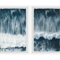 Framed Art-Kirkland's Home Raging Waves Diptych 2-Pc. Framed Wall Art Set Blue/White