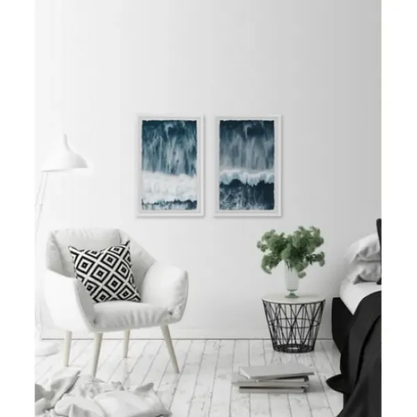 Framed Art-Kirkland's Home Raging Waves Diptych 2-Pc. Framed Wall Art Set Blue/White
