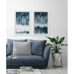 Framed Art-Kirkland's Home Raging Waves Diptych 2-Pc. Framed Wall Art Set Blue/White