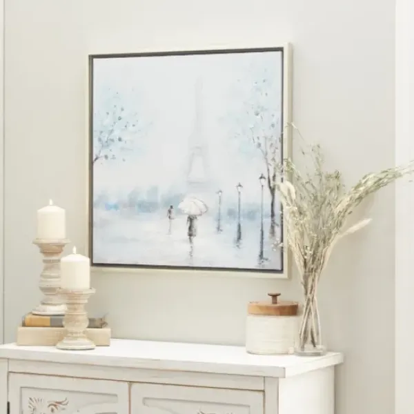 Framed Art-Kirkland's Home Rainy Paris Blues Transitional Framed Wall Art Blue/White/Black