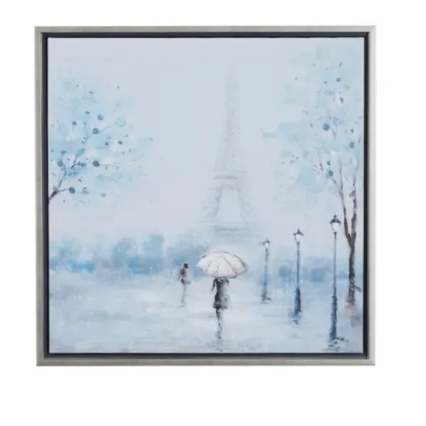 Framed Art-Kirkland's Home Rainy Paris Blues Transitional Framed Wall Art Blue/White/Black