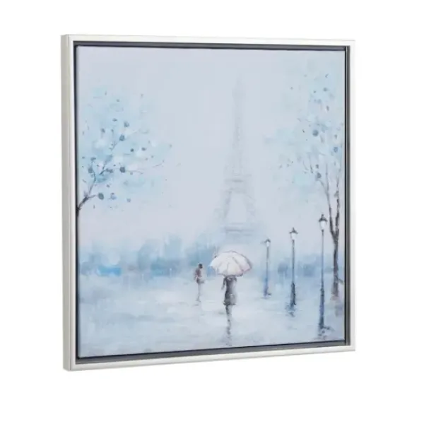 Framed Art-Kirkland's Home Rainy Paris Blues Transitional Framed Wall Art Blue/White/Black