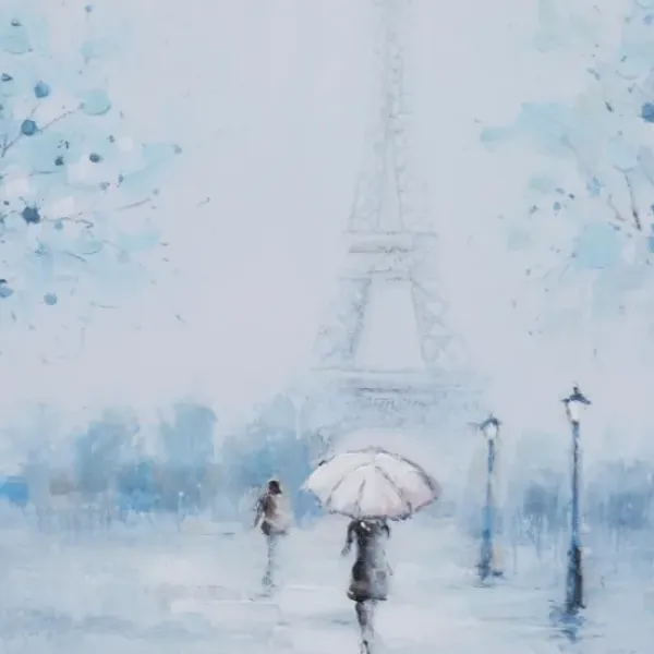 Framed Art-Kirkland's Home Rainy Paris Blues Transitional Framed Wall Art Blue/White/Black