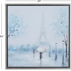 Framed Art-Kirkland's Home Rainy Paris Blues Transitional Framed Wall Art Blue/White/Black