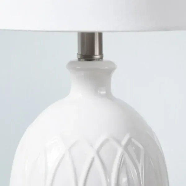Table Lamps-Kirkland's Home Raised Geometric Table Lamp White