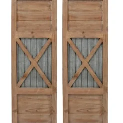 Wall Plaques-Kirkland's Home Raleigh Shutters, Set Of 2 Brown/Silver