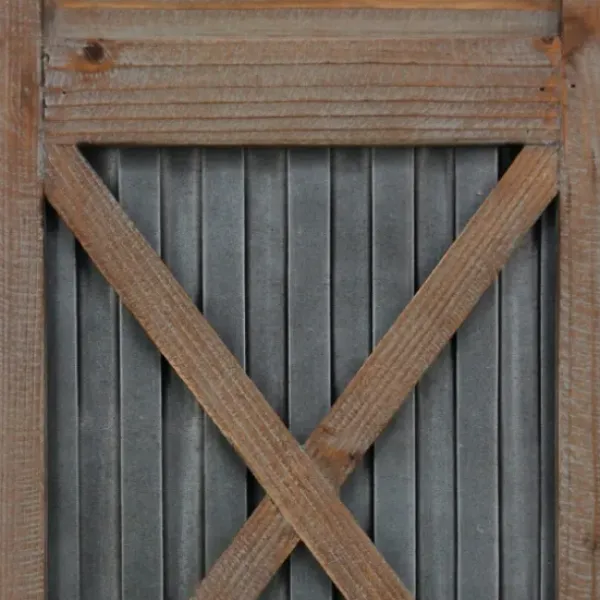 Wall Plaques-Kirkland's Home Raleigh Shutters, Set Of 2 Brown/Silver