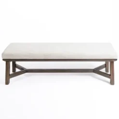 Benches & Ottomans-Kirkland's Home Randi Upholstered Bench Ivory