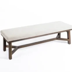 Benches & Ottomans-Kirkland's Home Randi Upholstered Bench Ivory