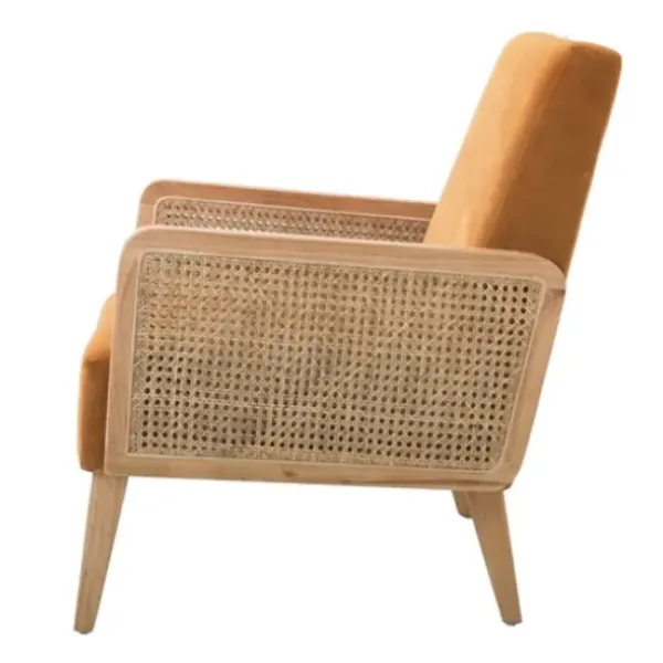 Accent Chairs-Kirkland's Home Rattan Accent Chair Yellow