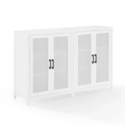 Tv Stands & Media Consoles-Kirkland's Home Rattan 4-Doors Wood Cabinet White
