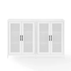 Tv Stands & Media Consoles-Kirkland's Home Rattan 4-Doors Wood Cabinet White