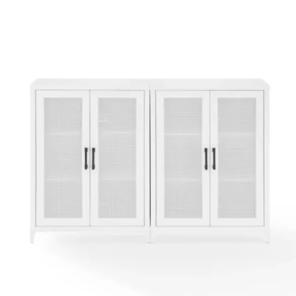 Tv Stands & Media Consoles-Kirkland's Home Rattan 4-Doors Wood Cabinet White