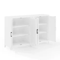 Tv Stands & Media Consoles-Kirkland's Home Rattan 4-Doors Wood Cabinet White