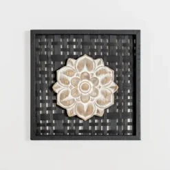 Wall Plaques-Kirkland's Home Rattan Medallion Wall I Plaque Black