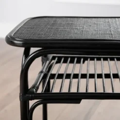 Console Tables-Kirkland's Home Rattan 3-Pc. Nesting Table Set Black