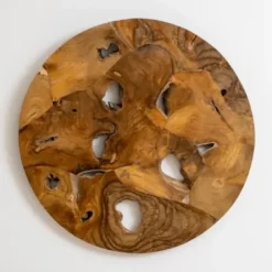 Wall Plaques-Kirkland's Home Raw Teak Root Medallion Wall Plaque Brown