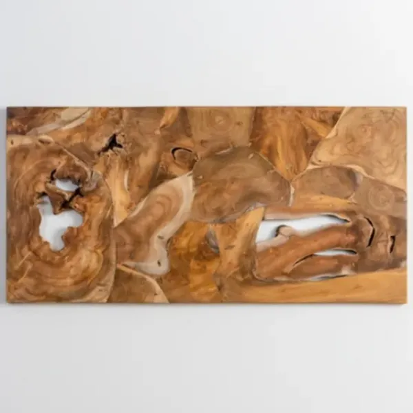 Wall Plaques-Kirkland's Home Raw Teak Root Panel Wall Plaque Brown