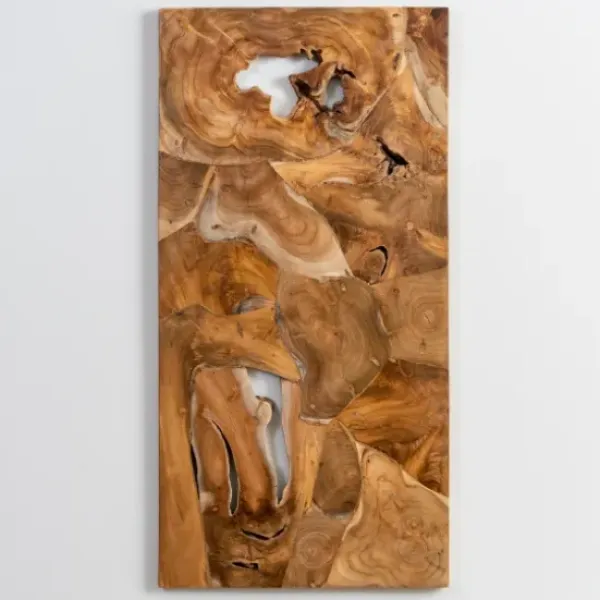 Wall Plaques-Kirkland's Home Raw Teak Root Panel Wall Plaque Brown