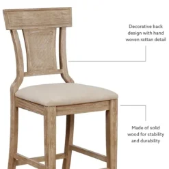Bar Stools & Counter Height Stools-Kirkland's Home Ray With Gray Wash Finish Counter Stool Brown