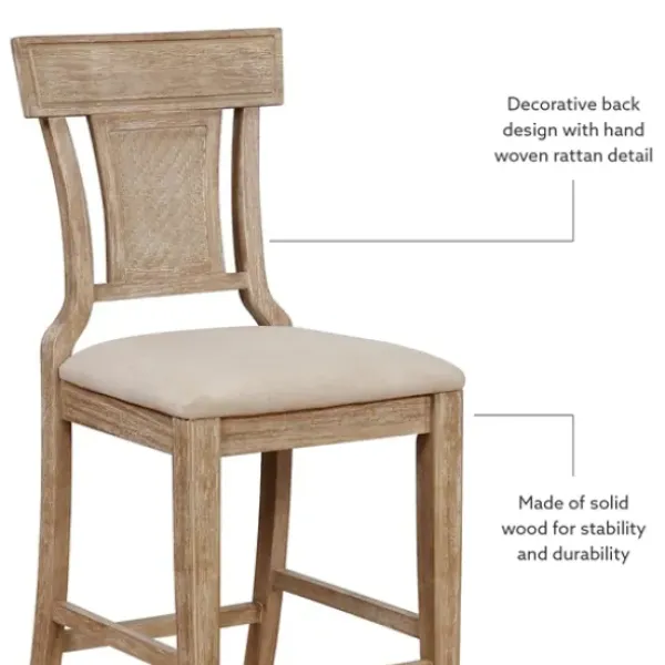 Bar Stools & Counter Height Stools-Kirkland's Home Ray With Gray Wash Finish Counter Stool Brown