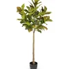 Trees & Topiaries-Kirkland's Home Real Touch Croton Leaf Tree In Black Pot, 6 Ft.