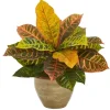 Trees & Topiaries-Kirkland's Home Real Touch Potted Garden Croton Plant