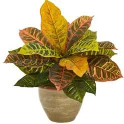 Trees & Topiaries-Kirkland's Home Real Touch Potted Garden Croton Plant