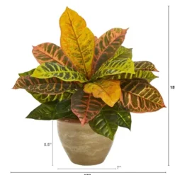 Trees & Topiaries-Kirkland's Home Real Touch Potted Garden Croton Plant