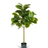 Trees & Topiaries-Kirkland's Home Real Touch Variegated Ficus Altissima Tree, 4 Ft.