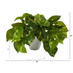 Arrangements & Greenery-Kirkland's Home Real Touch Variegated Pothos In White Planter Green/White