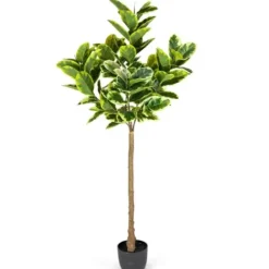 Trees & Topiaries-Kirkland's Home Real Touch Variegated Rubber Tree, 6 Ft.