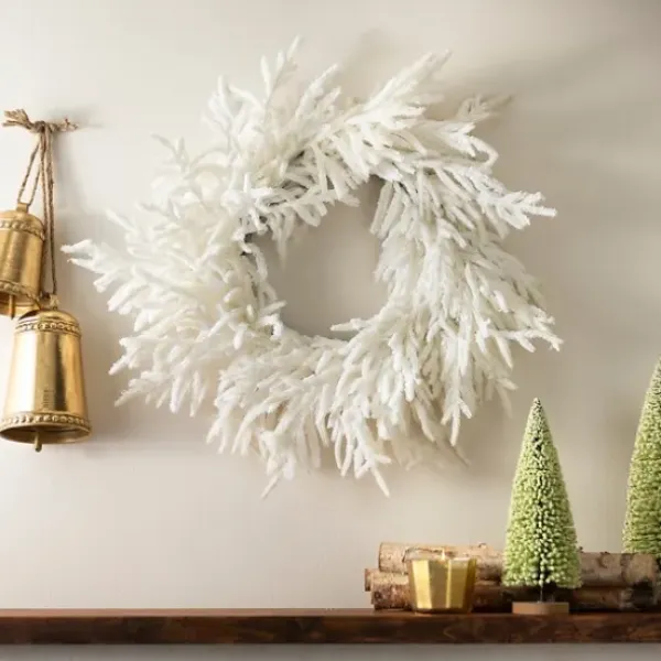 Wreaths-Kirkland's Home Real-Touch Flocked Norfolk Pine Wreath White