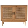 Cabinets & Sideboards-Kirkland's Home Reclaimed Pine And Woven Cane Cabinet