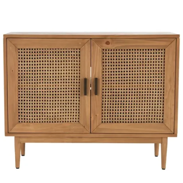Cabinets & Sideboards-Kirkland's Home Reclaimed Pine And Woven Cane Cabinet