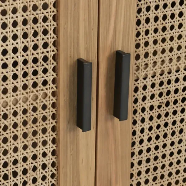 Cabinets & Sideboards-Kirkland's Home Reclaimed Pine And Woven Cane Cabinet