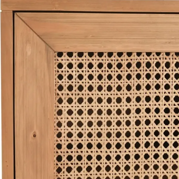 Cabinets & Sideboards-Kirkland's Home Reclaimed Pine And Woven Cane Cabinet