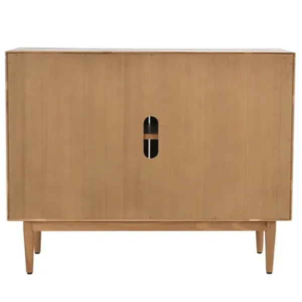 Cabinets & Sideboards-Kirkland's Home Reclaimed Pine And Woven Cane Cabinet