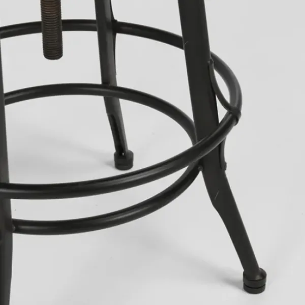 Bar Stools & Counter Height Stools-Kirkland's Home Reclaimed Pine Wood Adjustable Counter Stool Black/Brown