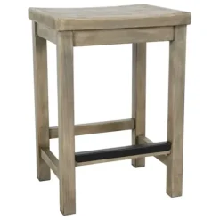 Bar Stools & Counter Height Stools-Kirkland's Home Reclaimed Pine Wood Counter Stool Gray
