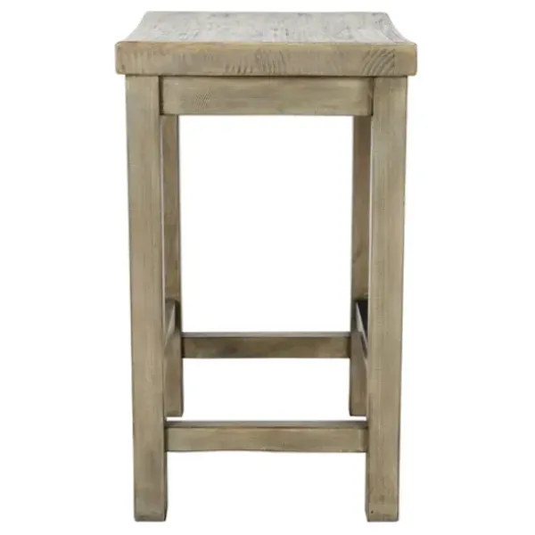 Bar Stools & Counter Height Stools-Kirkland's Home Reclaimed Pine Wood Counter Stool Gray