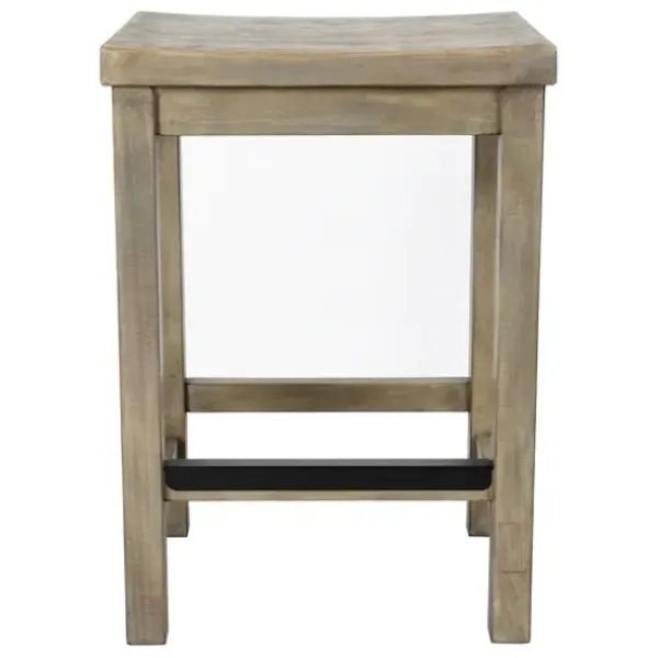 Bar Stools & Counter Height Stools-Kirkland's Home Reclaimed Pine Wood Counter Stool Gray
