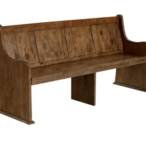 Dining Chairs-Kirkland's Home Reclaimed Pine Wood High Back Pew Dining Bench Brown