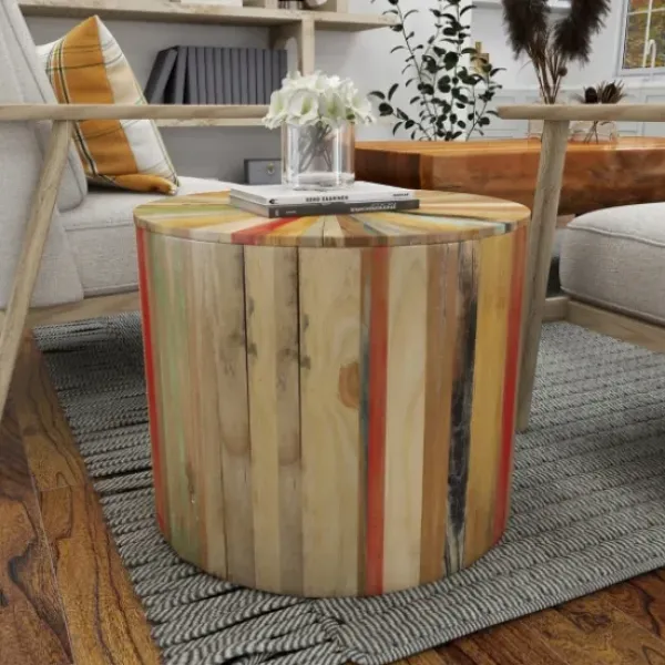 Accent & End Tables-Kirkland's Home Reclaimed Wood Round Accent Table Brown