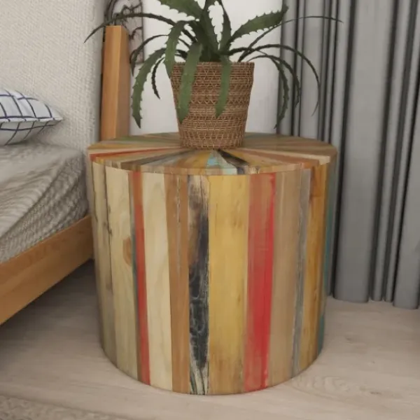 Accent & End Tables-Kirkland's Home Reclaimed Wood Round Accent Table Brown