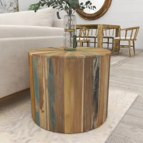 Accent & End Tables-Kirkland's Home Reclaimed Wood Round Accent Table Brown