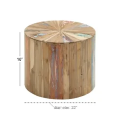 Accent & End Tables-Kirkland's Home Reclaimed Wood Round Accent Table Brown