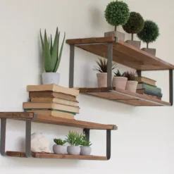 Shelves-Kirkland's Home Recycled Wood And Metal Shelves, Set Of 2