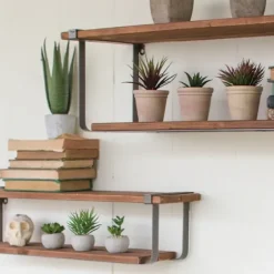 Shelves-Kirkland's Home Recycled Wood And Metal Shelves, Set Of 2
