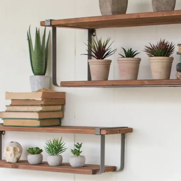 Shelves-Kirkland's Home Recycled Wood And Metal Shelves, Set Of 2
